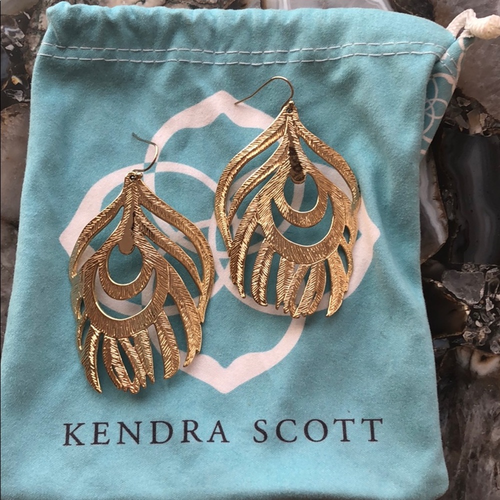 Kendra Scott Large Metal Feather earrings
